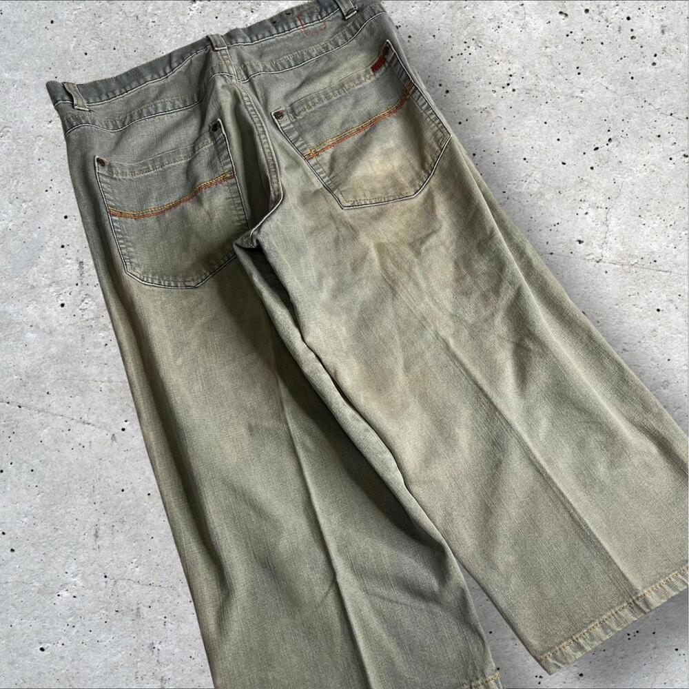 Karl Kani Gold Capri Pants Mens Streetwear Hip Hop Denim Pocket‎ Stripe Size 34